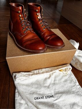 Grant Stone Diesel Badalassi Saddle Tan Men’s Leather Lace-Up Boots sz 10D 10.5D